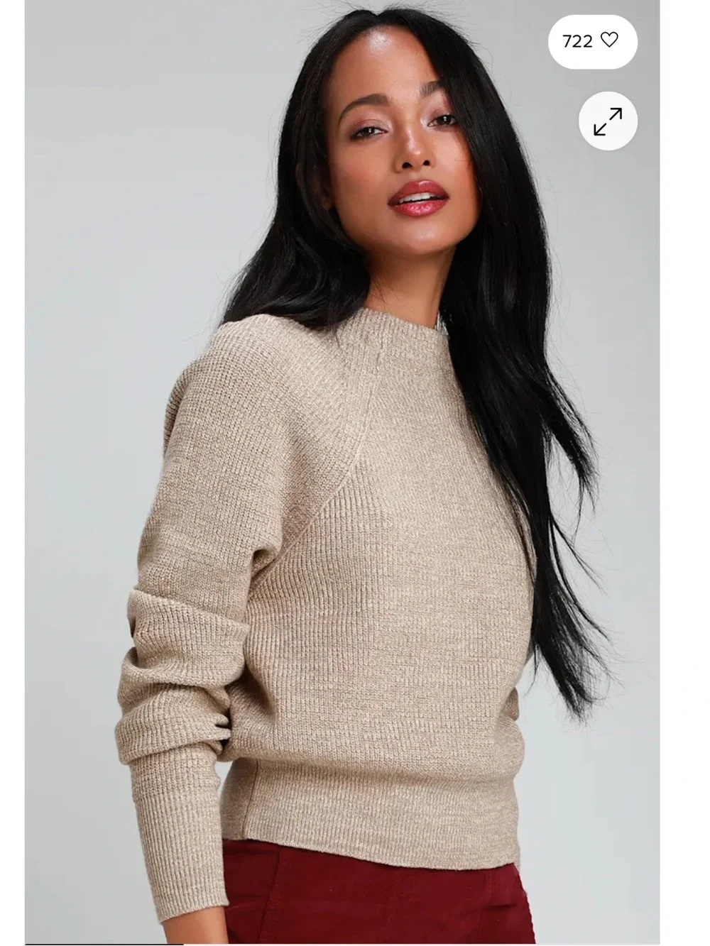 Free People Too Good Heathered Beige Knit Pullover Sweater